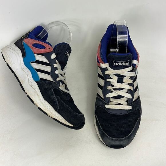 Adidas chaos cloudfoam sneakers mens 7.5 blue faded red white suede retro style - Picture 1 of 9